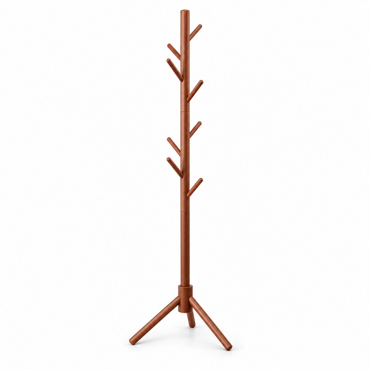 Modern Solid Wood Standing Coat Rack with Tripod Base