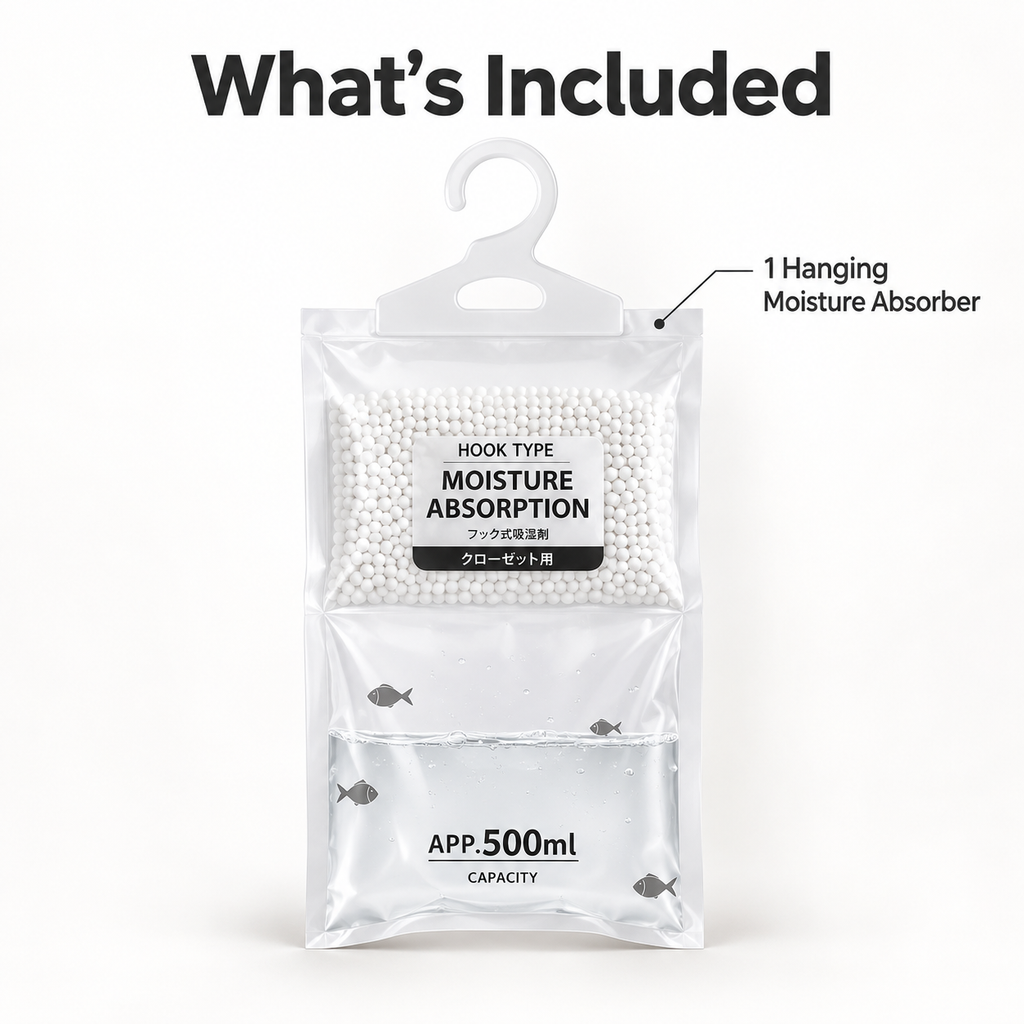 Hanging Moisture Absorber Bag – 50g Closet & Dorm Dehumidifier